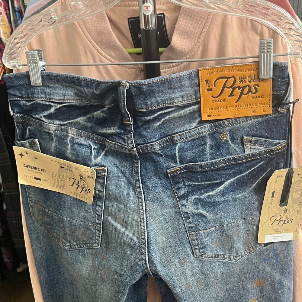 PRPS Blue Painters Wash Men's Skinny Jeans - Picture 6 of 10